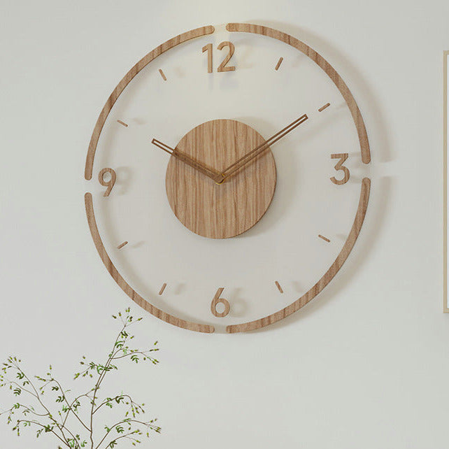 Natural Wooden Silent Wall Clock 35cm Home Decoration - Lusomart