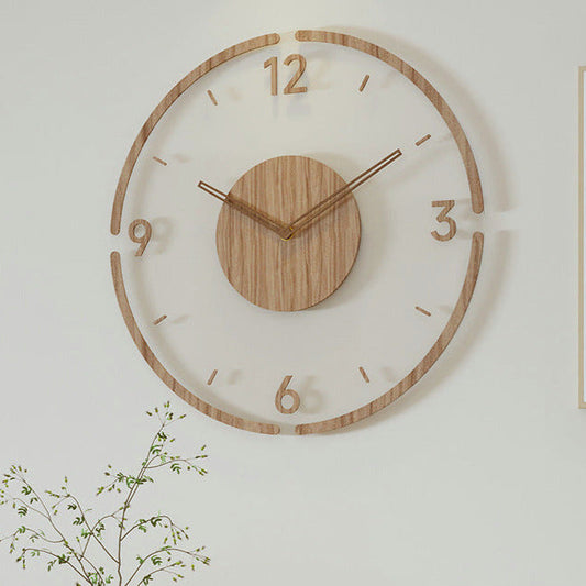 Natural Wooden Silent Wall Clock 35cm Home Decoration - Lusomart