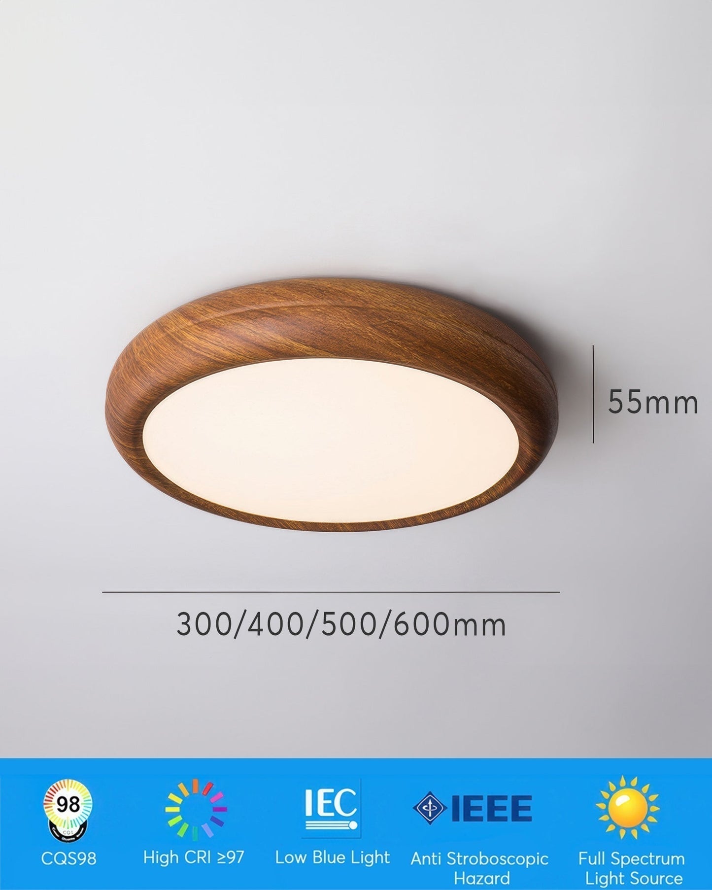 Natural Wood Ceiling Lamp With Bright White Lighting