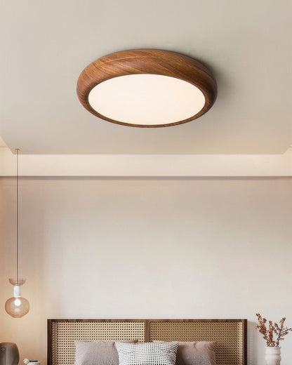 Natural Wood Ceiling Lamp With Bright White Lighting