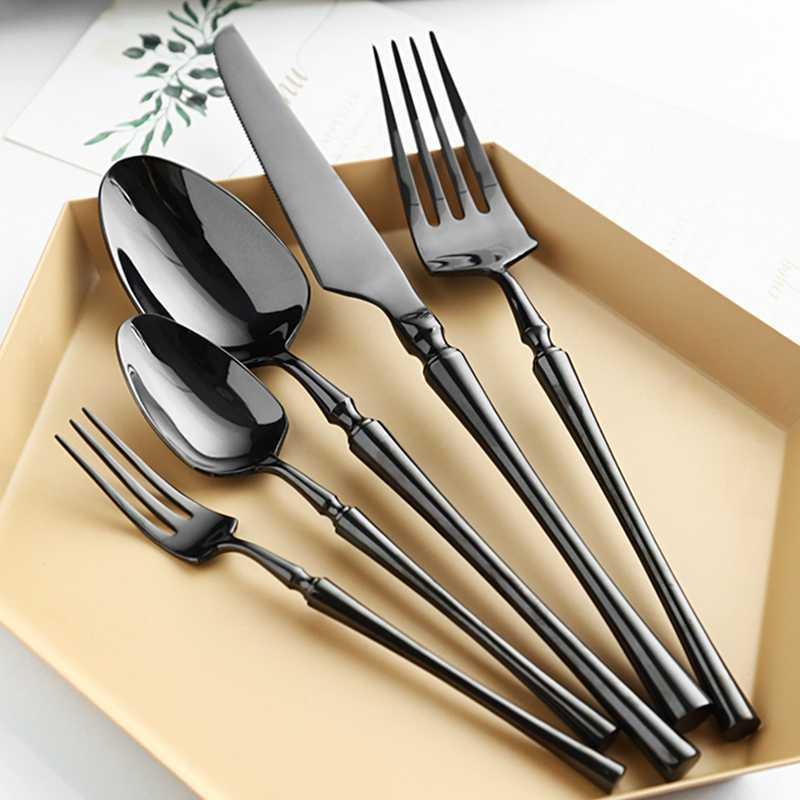 Luxury Black Stainless Steel Cutlery Set - Lusomart
