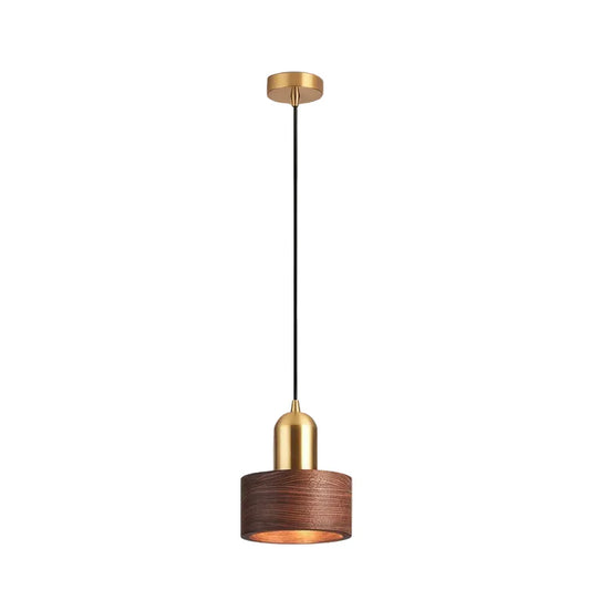 Rustic Wooden Gold Drop Pendant Lighting - Lusomart