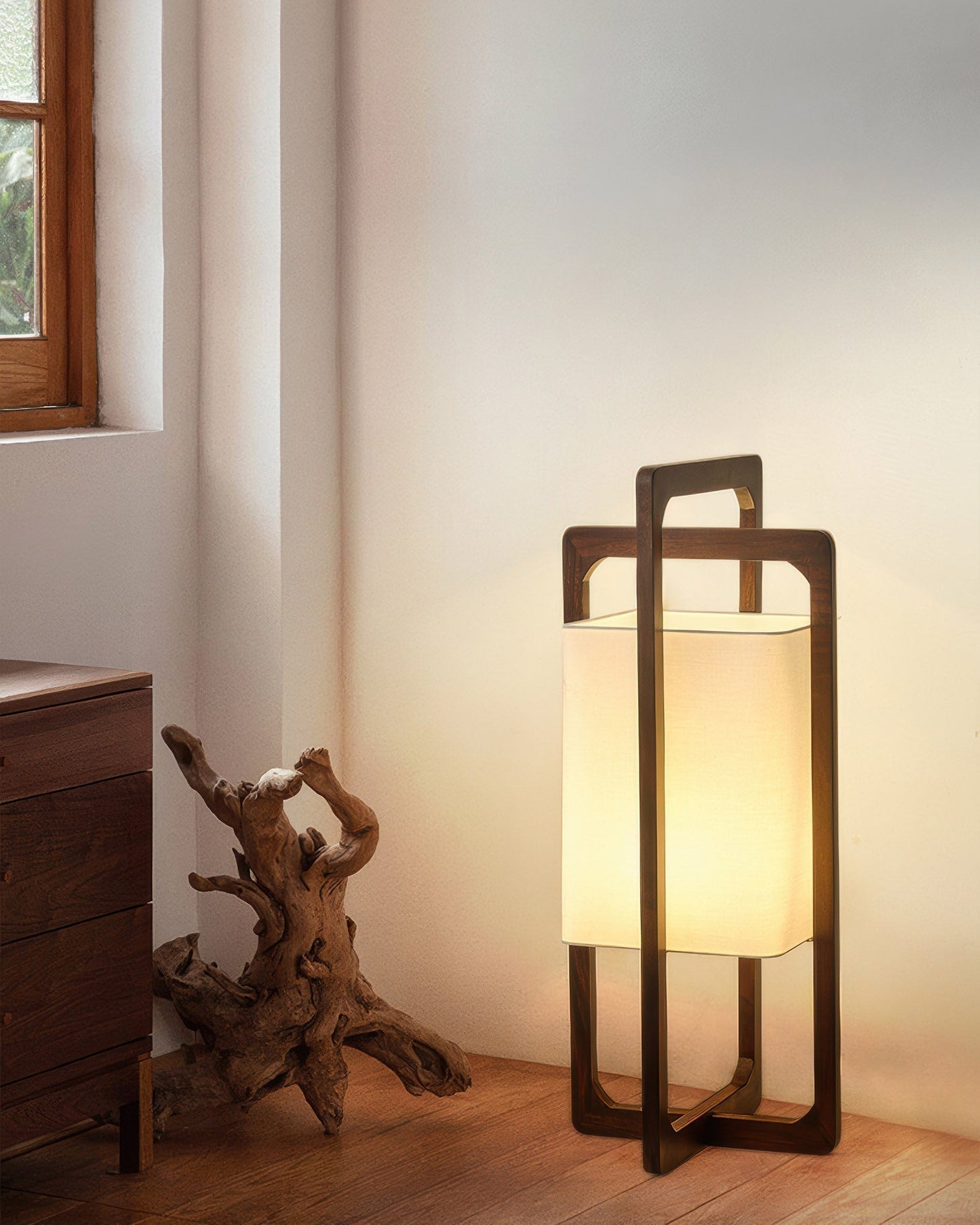 Traditional Wooden Floor Lamp, Warm Zen Style