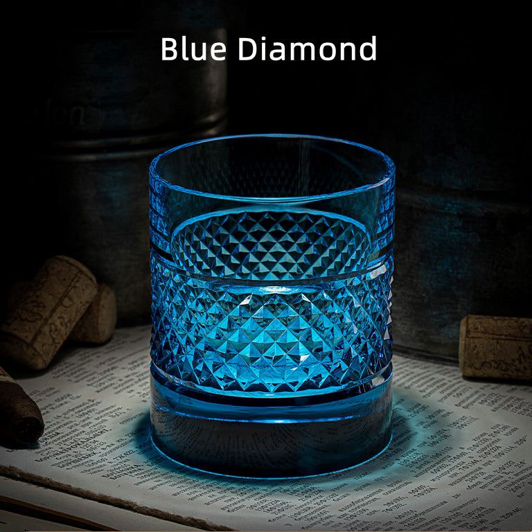 Colorful Diamond Whisky Glasses Set with Wooden Gift Box