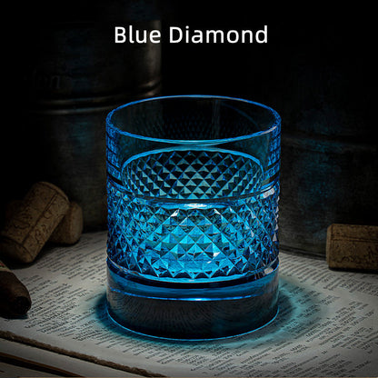 Colorful Diamond Whisky Glasses Set with Wooden Gift Box