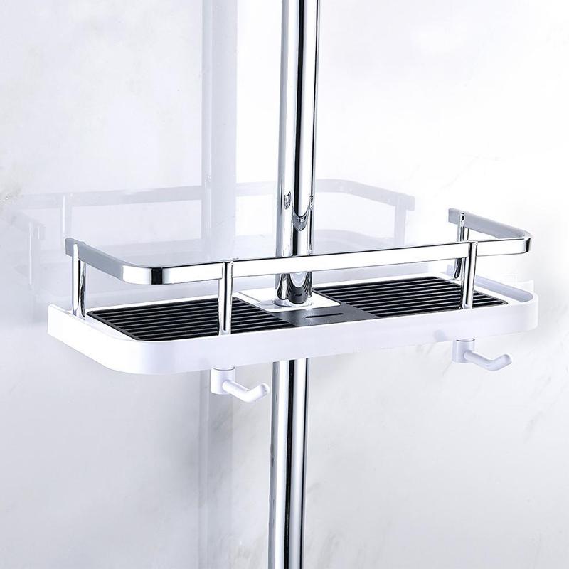 Bathroom Corner Shelf with Hanging Hooks - Lusomart