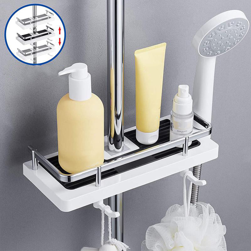 Bathroom Corner Shelf with Hanging Hooks