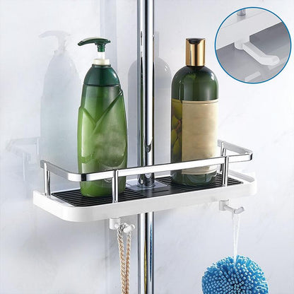 Bathroom Corner Shelf with Hanging Hooks