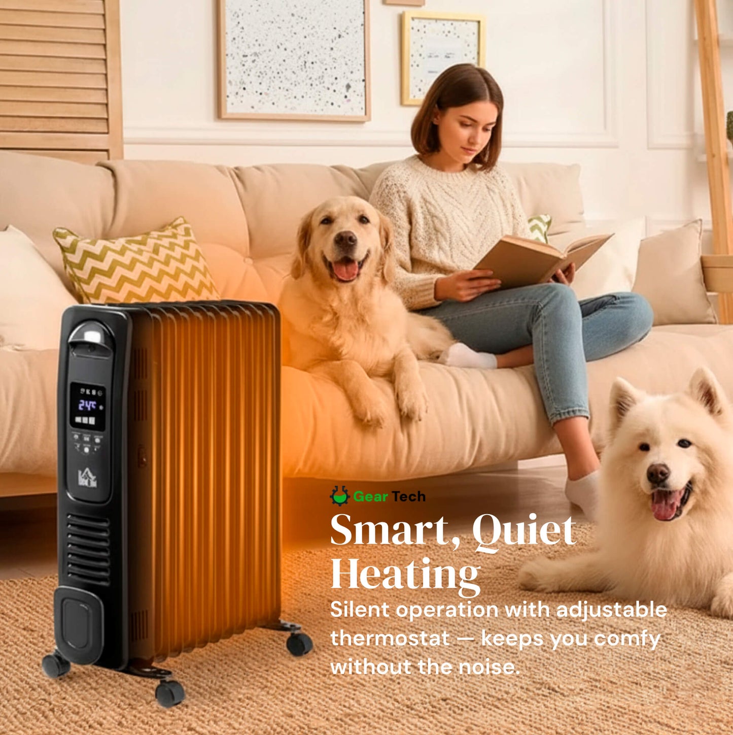 Compact 2500W Electric Space Heater With Remote Control