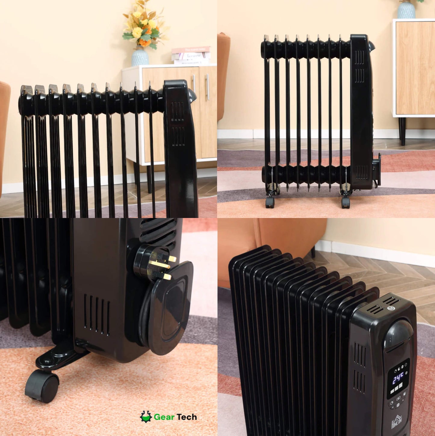 Compact 2500W Electric Space Heater With Remote Control