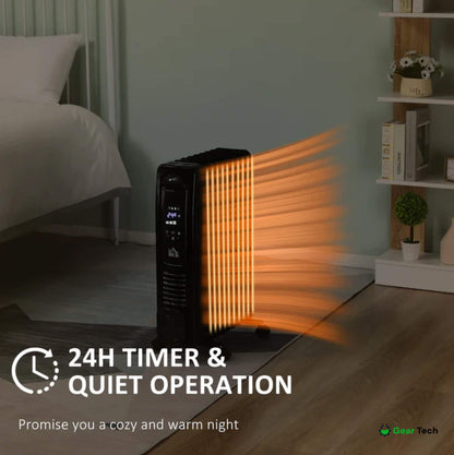 Compact 2500W Electric Space Heater With Remote Control