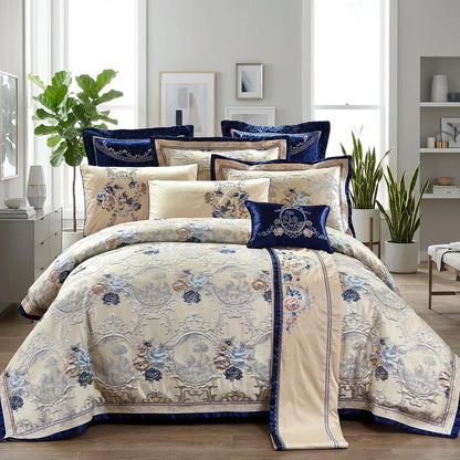 Elegant Blue Patterned Bedding Set