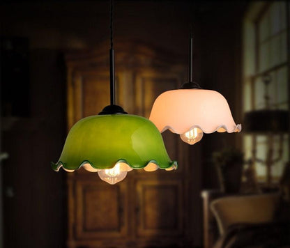 Elegant Glass Pendant Light with Fabric Shade - Lusomart
