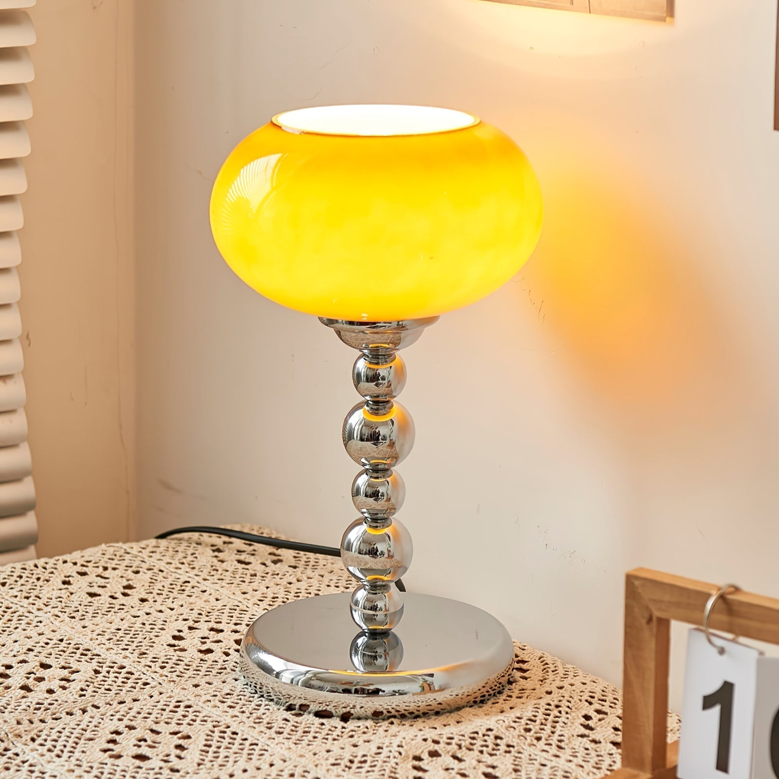 OrbitLume – Stylish Space-Age Glass and Chrome Table Lamp 2