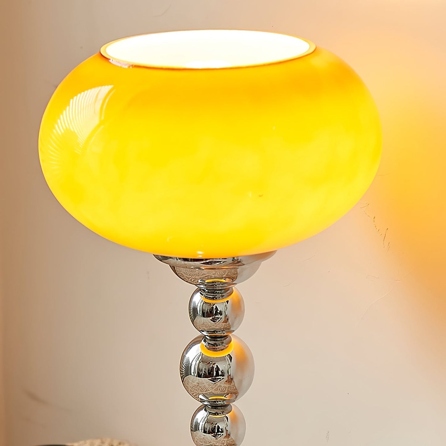 OrbitLume – Stylish Space-Age Glass and Chrome Table Lamp 4