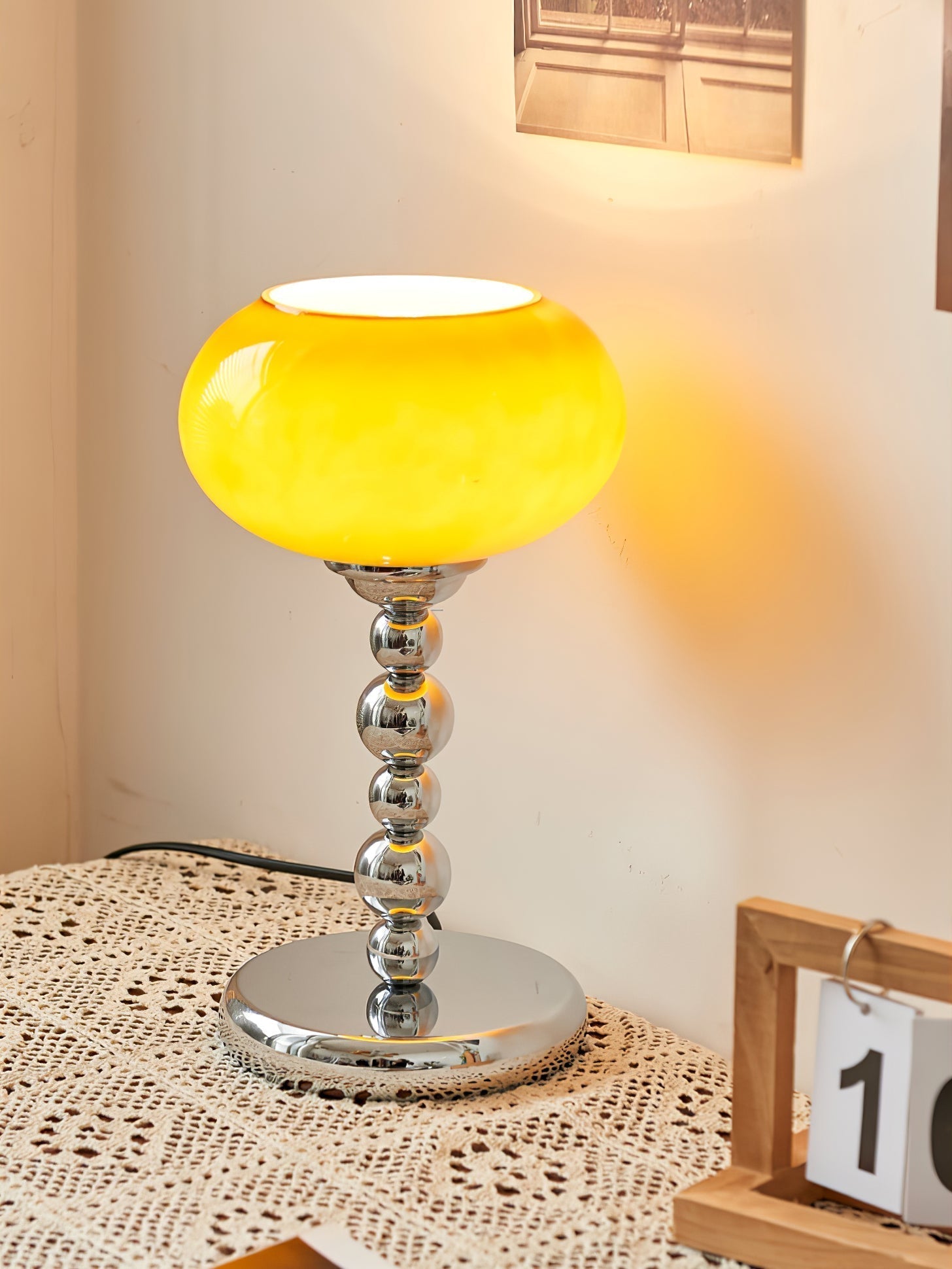 OrbitLume – Stylish Space-Age Glass and Chrome Table Lamp 5