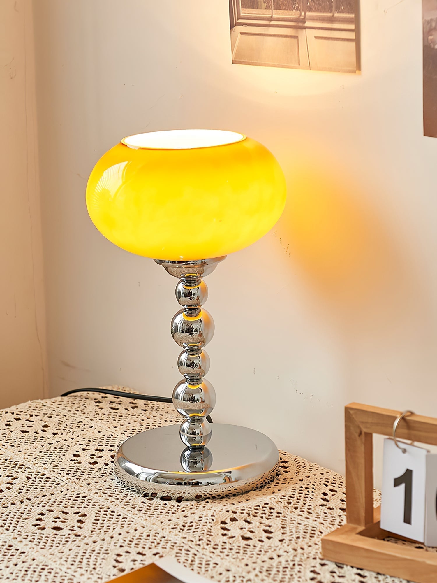 OrbitLume – Stylish Space-Age Glass and Chrome Table Lamp 7