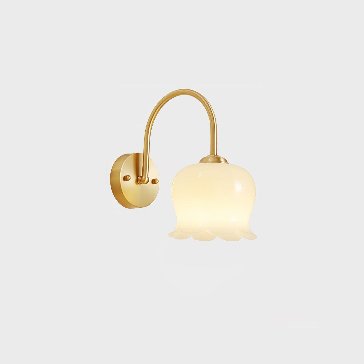 OrchidGlow | Elegant Brass Wall Sconce Lighting with Orchid Glass Shade 1