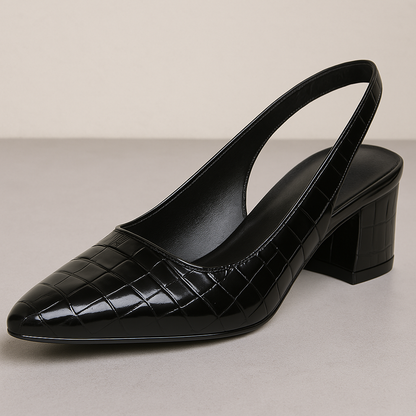 Comfortable Embossed High Heel Slingback Shoes for Women