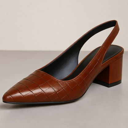 Comfortable Embossed High Heel Slingback Shoes for Women