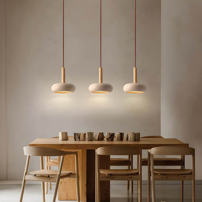 Natural Stone Wooden Hanging Lamp