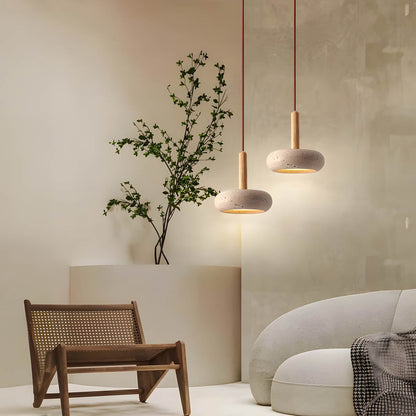 Natural Stone Wooden Hanging Lamp