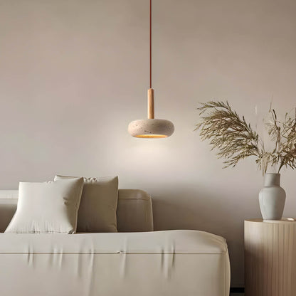 Natural Stone Wooden Hanging Lamp