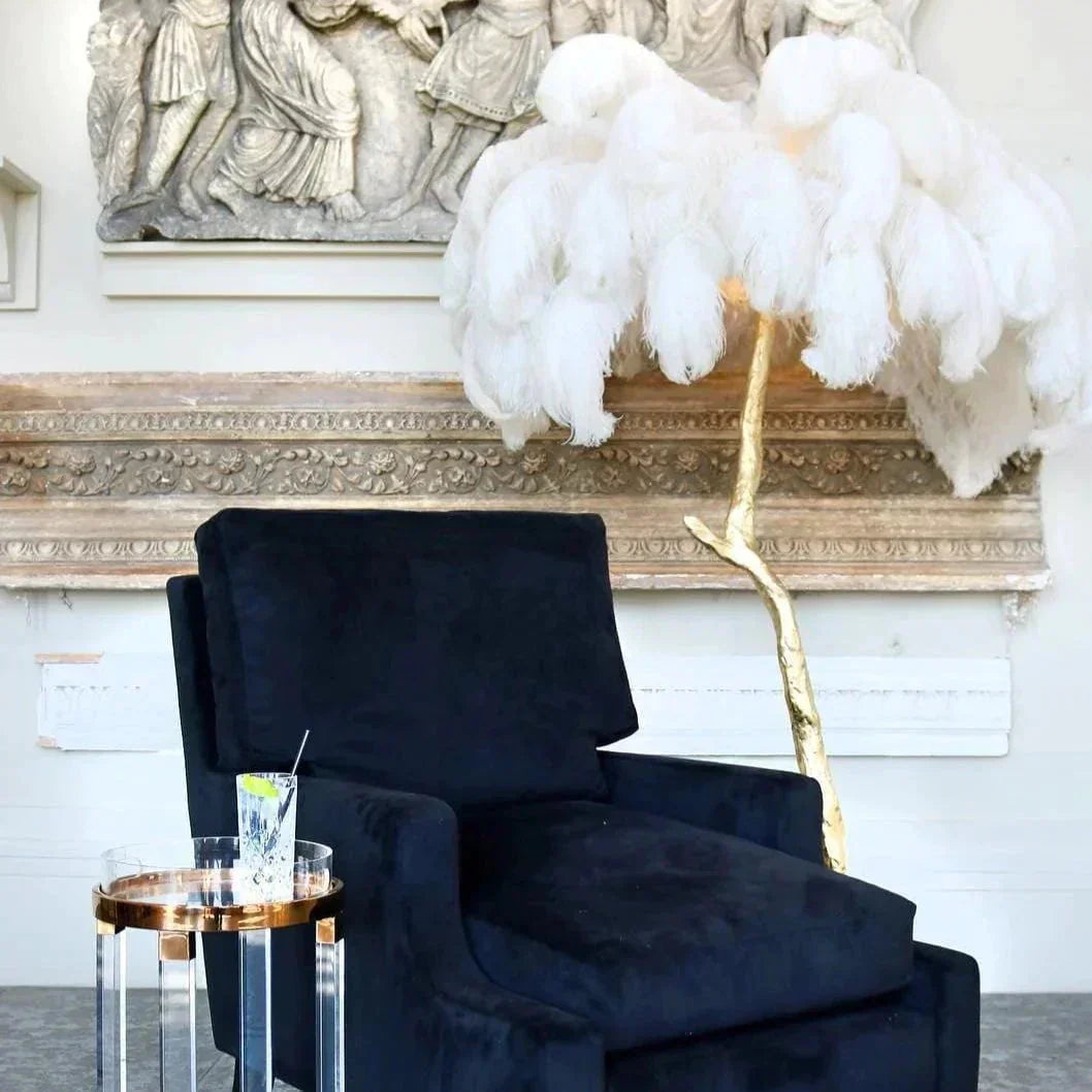 Tall Adjustable Feather LED Floor Lamp with Warm Light
