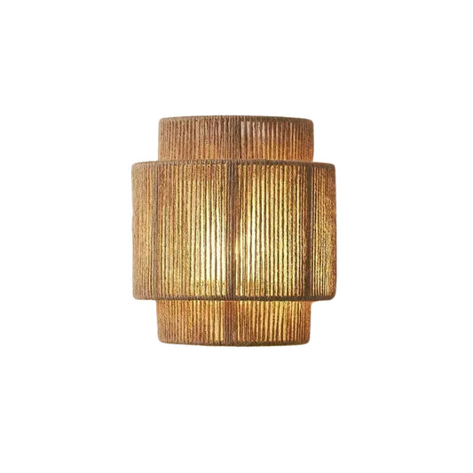 Rustic Hemp Wall Light with Earthy Wooden Accent - Lusomart