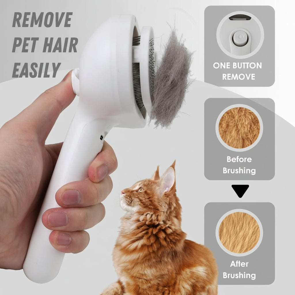 Easy Clean Pet Brush Massage Comb Spray Tool