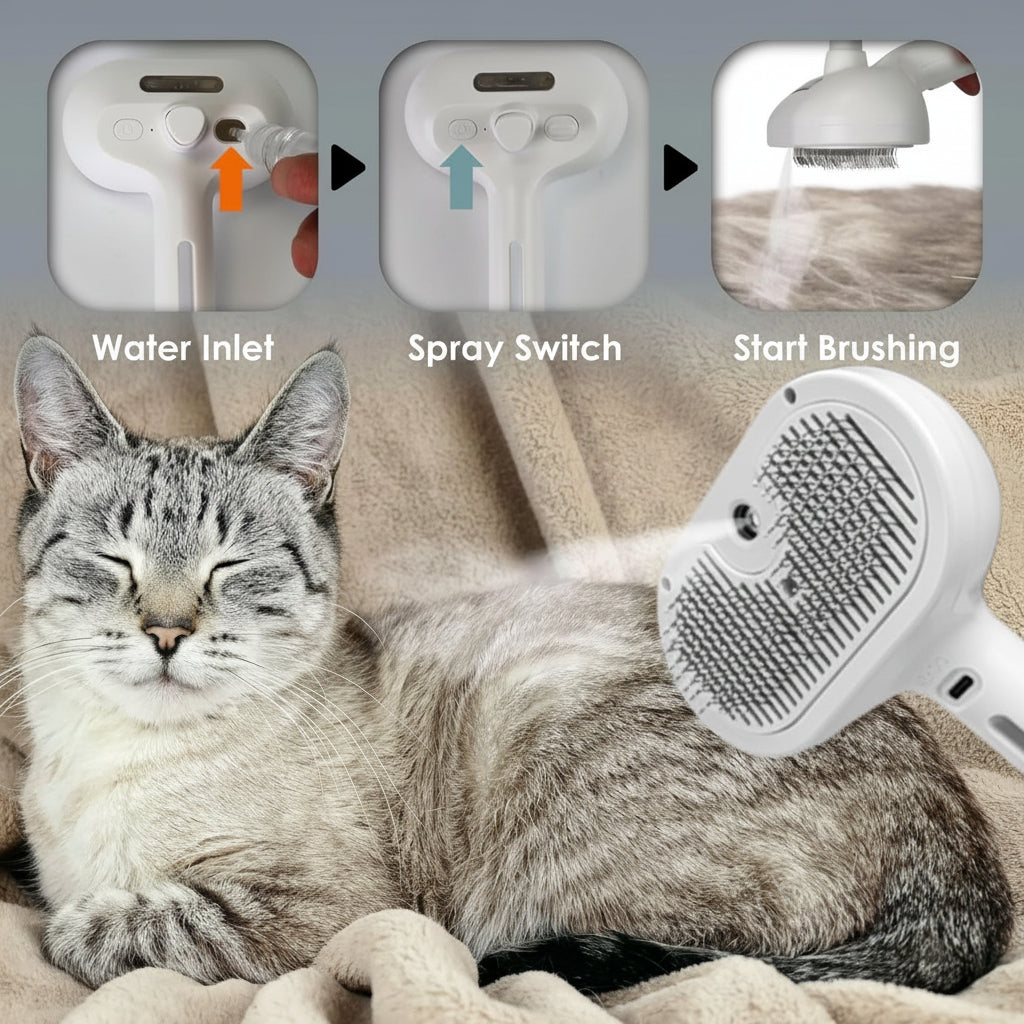 Easy Clean Pet Brush Massage Comb Spray Tool