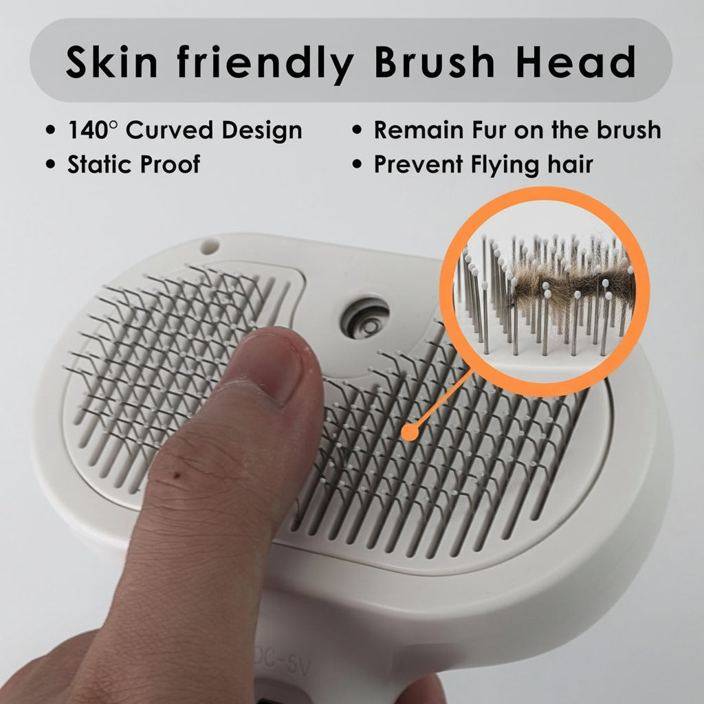 Easy Clean Pet Brush Massage Comb Spray Tool