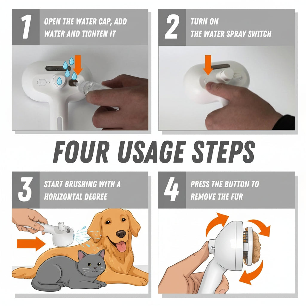 Easy Clean Pet Brush Massage Comb Spray Tool