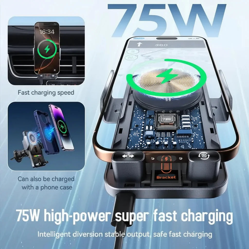 Universal Car Phone Mount with Wireless Charger Vent Clip