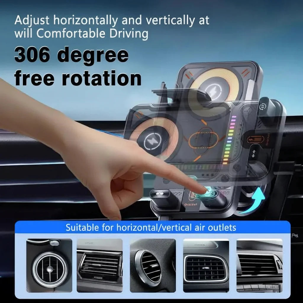 Universal Car Phone Mount with Wireless Charger Vent Clip