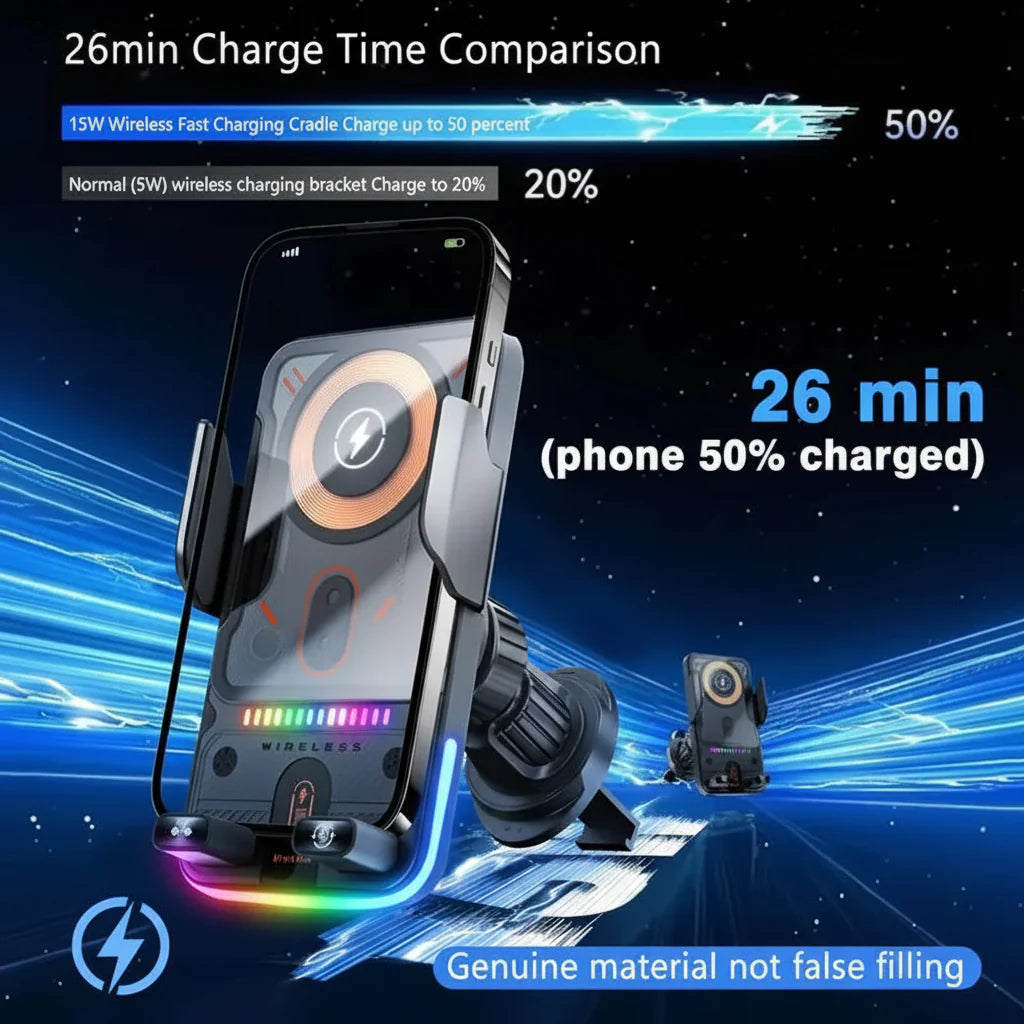 Universal Car Phone Mount with Wireless Charger Vent Clip