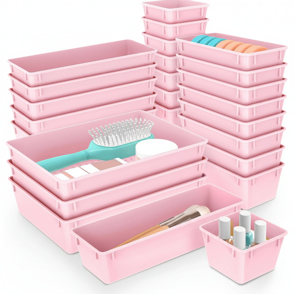 Compact Stackable Storage Tray Set for Home Office