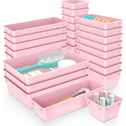 Compact Stackable Storage Tray Set for Home Office