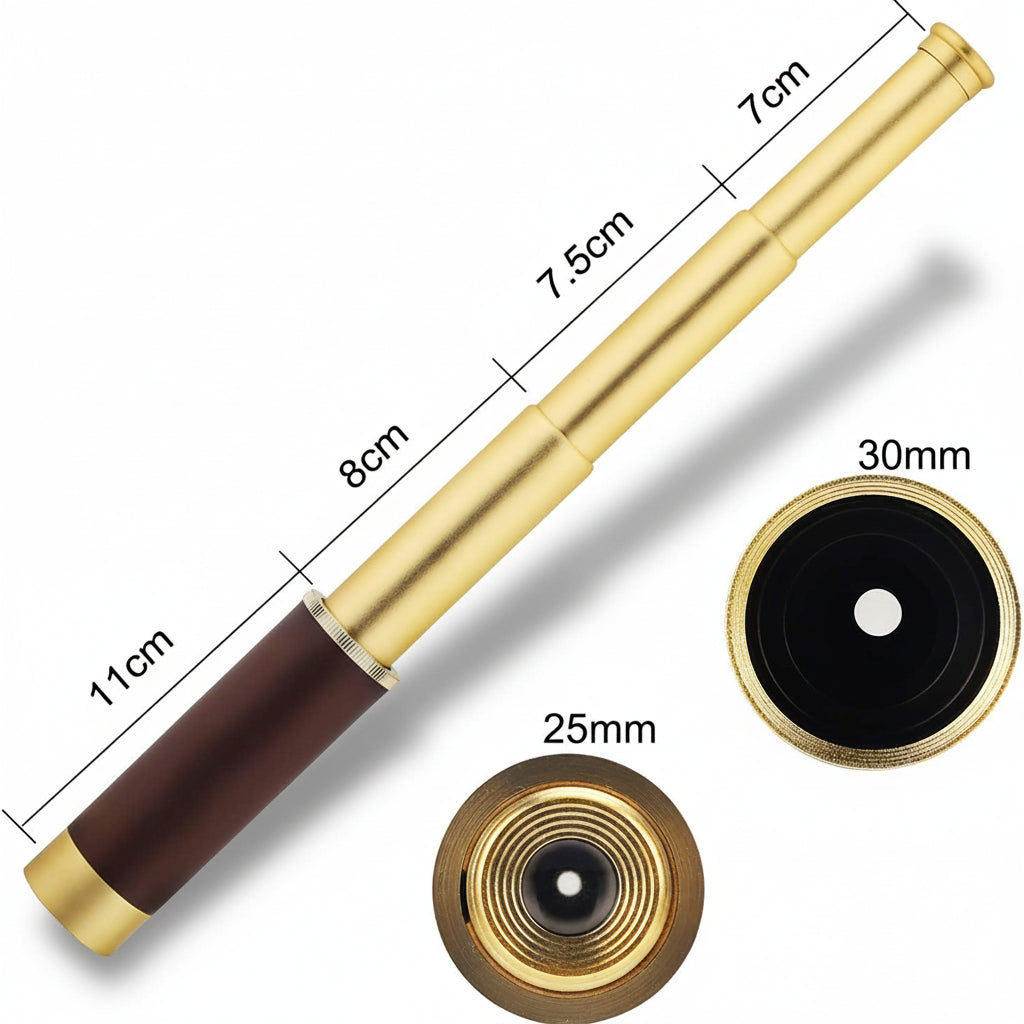 Portable Handheld Brass Telescope with Zoom Lens