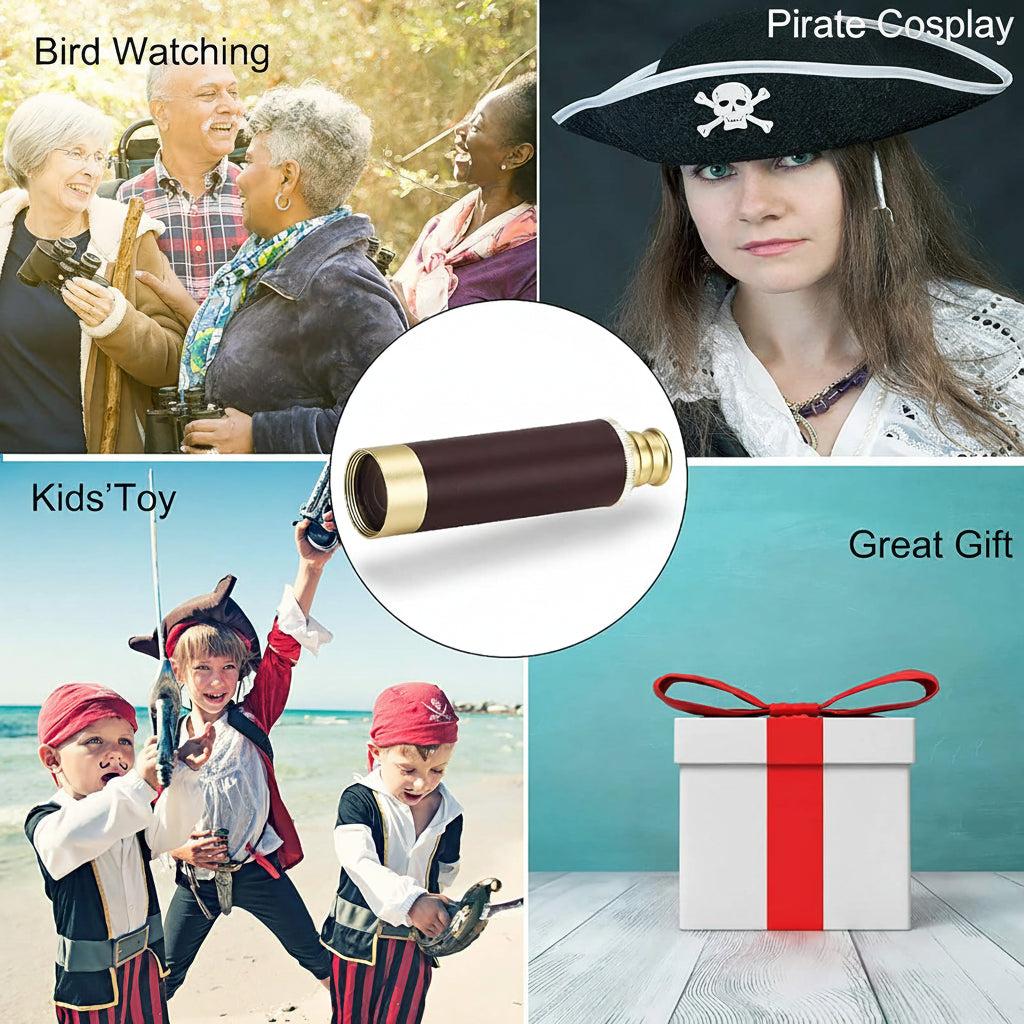 Portable Handheld Brass Telescope with Zoom Lens