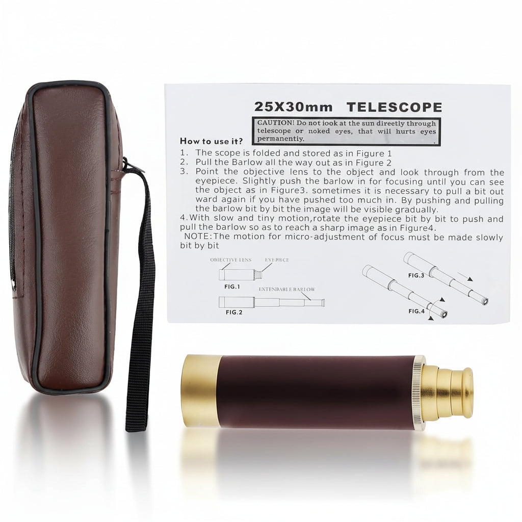 Portable Handheld Brass Telescope with Zoom Lens