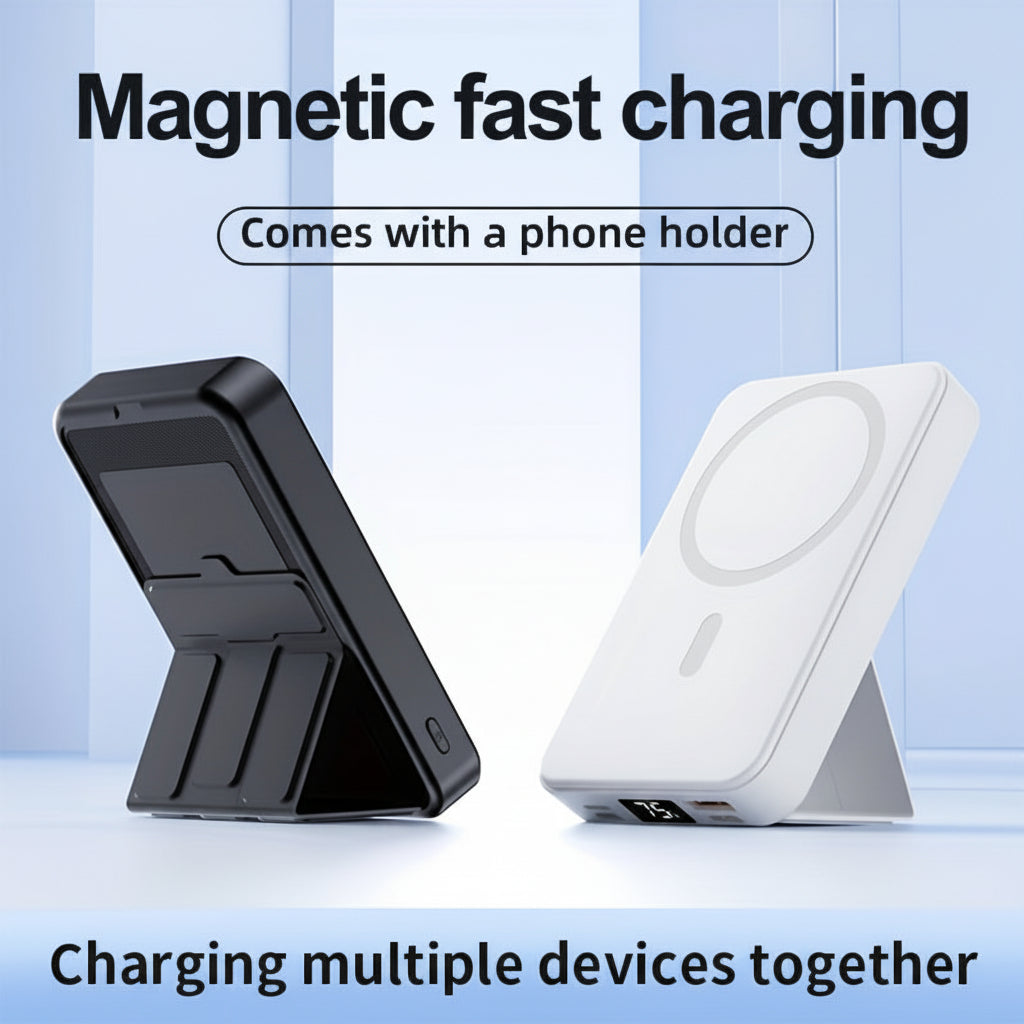 Compact Wireless Charging Power Bank Phone Stand