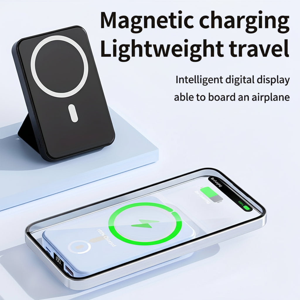 Compact Wireless Charging Power Bank Phone Stand