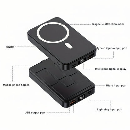 Compact Wireless Charging Power Bank Phone Stand