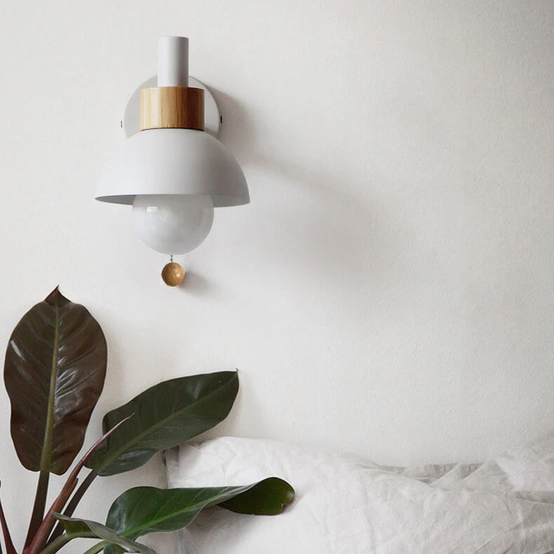 Simple Wood Wall Light with Cord Pull