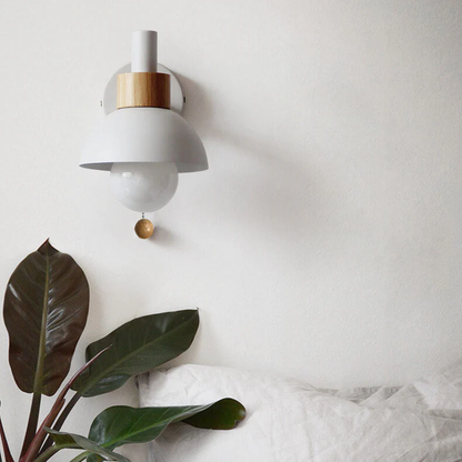 Simple Wood Wall Light with Cord Pull