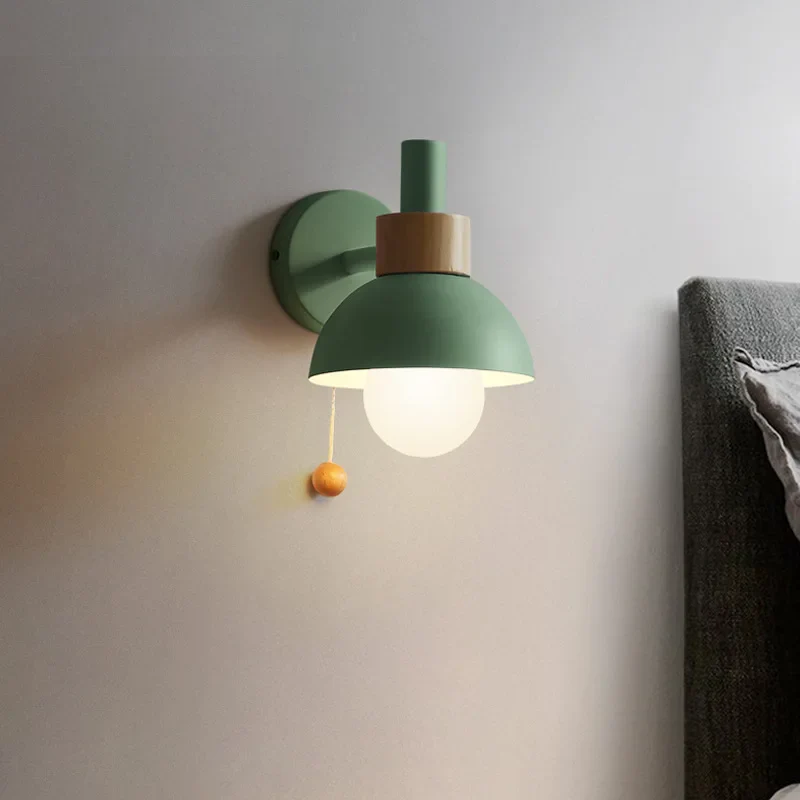 Simple Wood Wall Light with Cord Pull