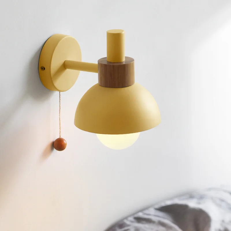 Simple Wood Wall Light with Cord Pull