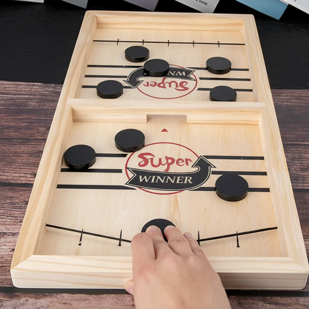 Fun Wooden Sliding Disc Game for Family Travel - Lusomart