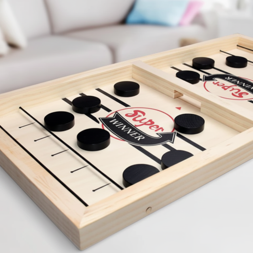 Fun Wooden Sliding Disc Game for Family Travel